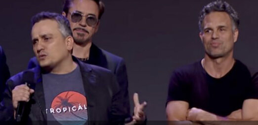 Joe Russo wears Tropicalia Tshirt to Disney Expo announcing Avengers: END GAME