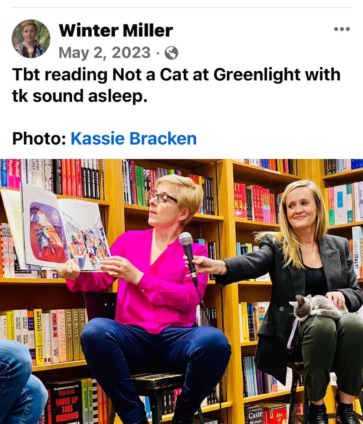 TBT x 2 with Not a Cat reading and panel at @greenlightbklyn with my bff @realsambee and just out of frame, NAC&rsquo;s illustrious illustrator @DanicaNovgorodof. Thank you to all our readers, young and old, human and feline!