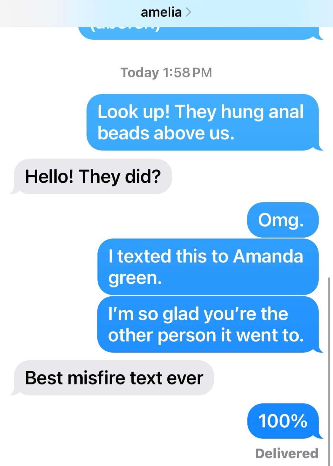Oh mary! I sent the right text to the wrong person. And ooh was it a perfect mistake. 
1) the text i meant to send to Amanda Green about 
2) the ceiling beads and 
3) unrelatedly except we were all together, a snap of my newly beloved Freedome Bradle