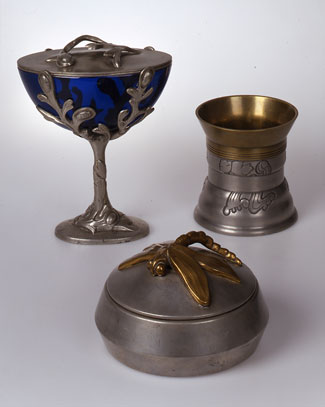  Bonboniere designed by Gundmund Hentze and Cigar Cup designed by Mogens Ballin. Candy dish designer unknown.&nbsp; 