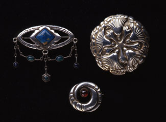  A selection of jewelry designed for the Mogens Ballin workshop. Bottom brooch designed by Mogens Ballin 
