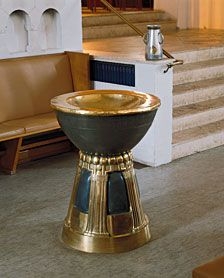  The baptismal font designed by Siegfried Wagner for one of the first commissions for the Mogens Ballin Workshop 