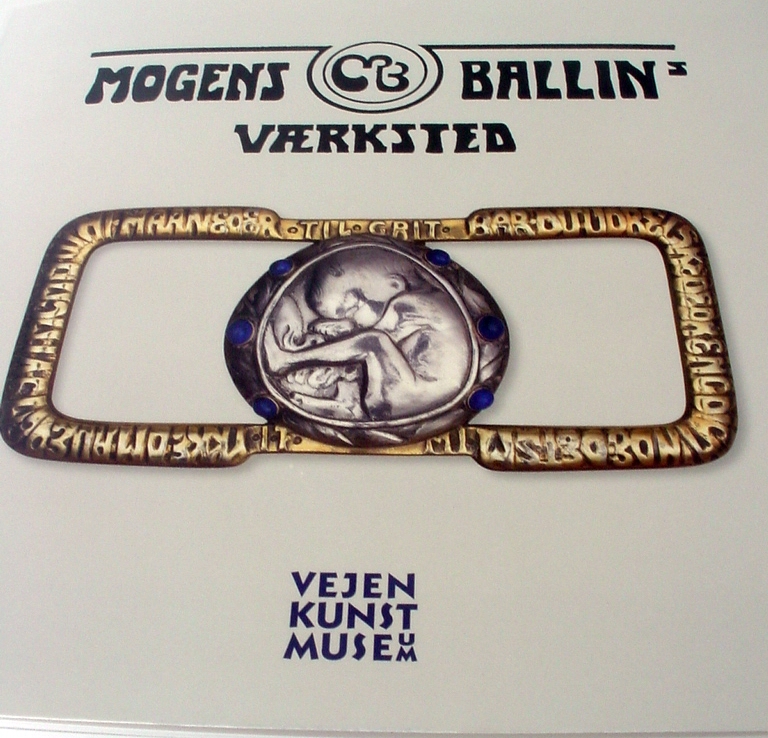  The cover of thehe book on Mogens Ballin released by the Vejen Art Museum featuring the belt buckle created by Mogens Ballin for his wife, Marguerite celebrating his first born. 