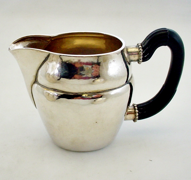 Vintage Early Georg Jensen Coffee Set # 28 ( 3 Pc ) With Ebony