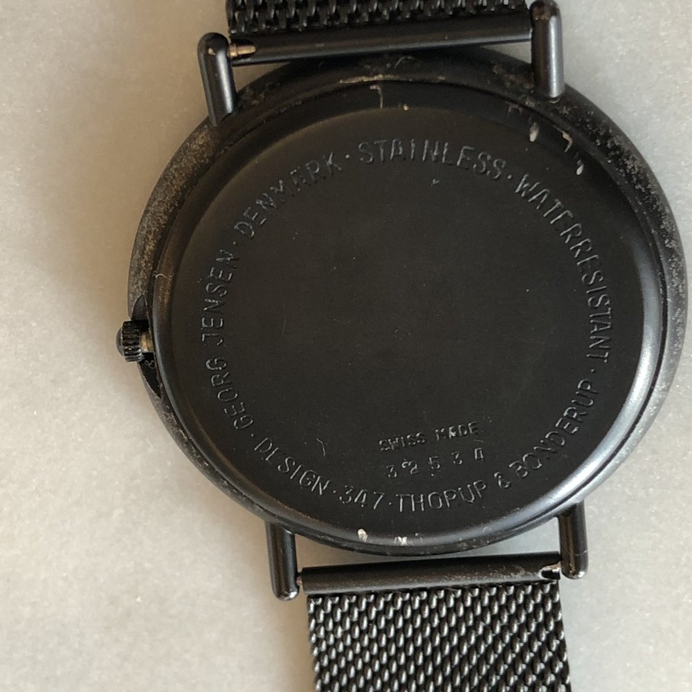 Vintage Georg Jensen Men's Watch, Black # 347, Stainless