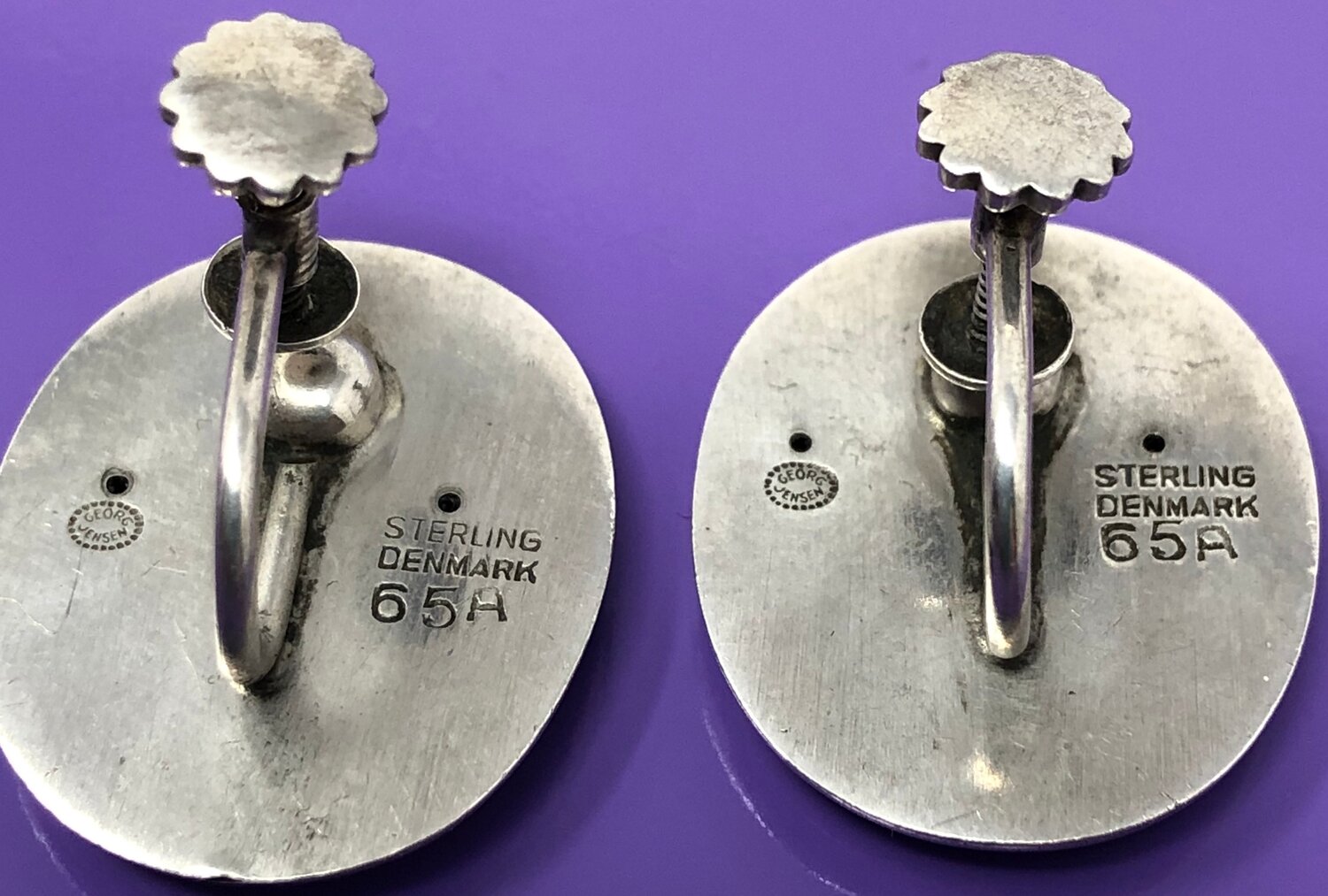 Vintage Sterling Silver Screw Back Earrings Maker Mark