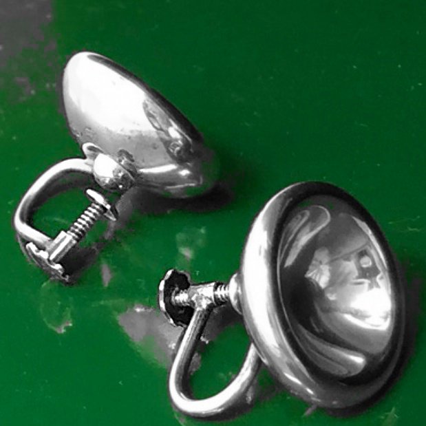 Georg Jensen Sterling Silver Art Deco Screw-Back Earrings No. 106