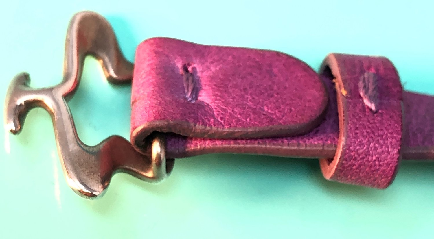 Vintage Georg Jensen Purple Leather Splash Bracelet #429a Sterling