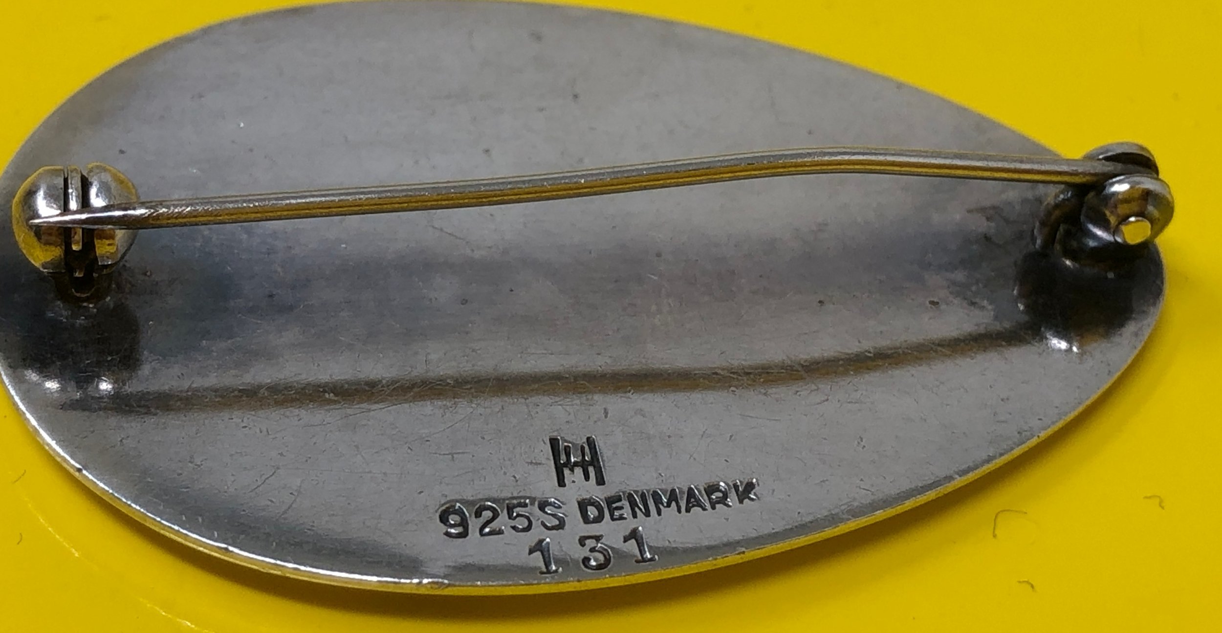 Vintage Hans Hansen Brooch # 131 Sterling Silver With Inlaid Multi