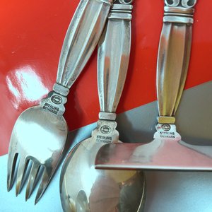 Serving Fork Georg Jensen Acorn Silverware Vintage Georg Jensen