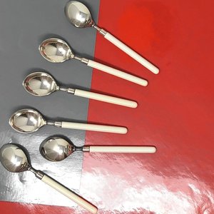 Vintage Hans Hansen , Amalie Pattern, Espresso Spoons (6) Enamel