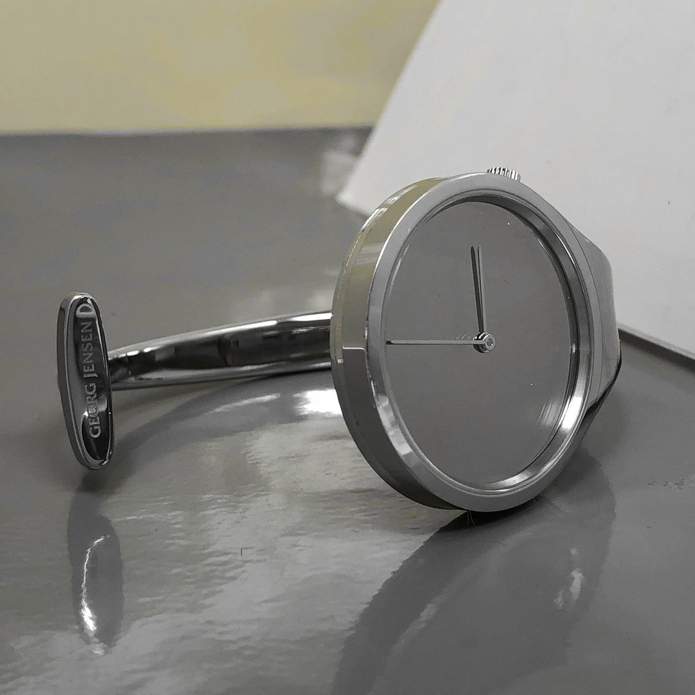 Vintage Georg Jensen Stainless Steel Open Bangle Wrist Watch # 326