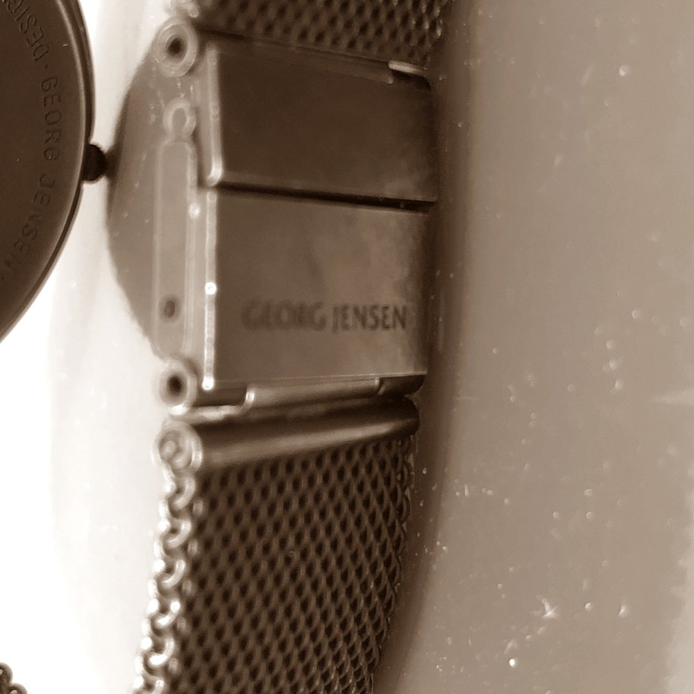 Vintage Georg Jensen Men's Watch, Black # 347, Stainless Steel