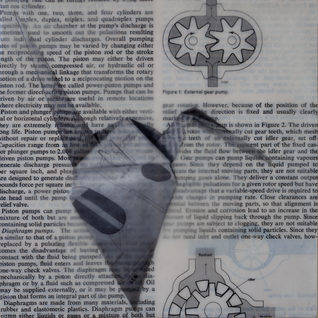 The origami cranes of "From P to R" were transformed into layers in one-of-a-kind encaustic panels. The cranes were scanned in various positions, printed on Japanese paper, and layered on the original encyclopedia pages. The series concludes the work with the pages of the encyclopedia. Encaustic medium, japanese paper, encyclopedia page on board 6"x6"
