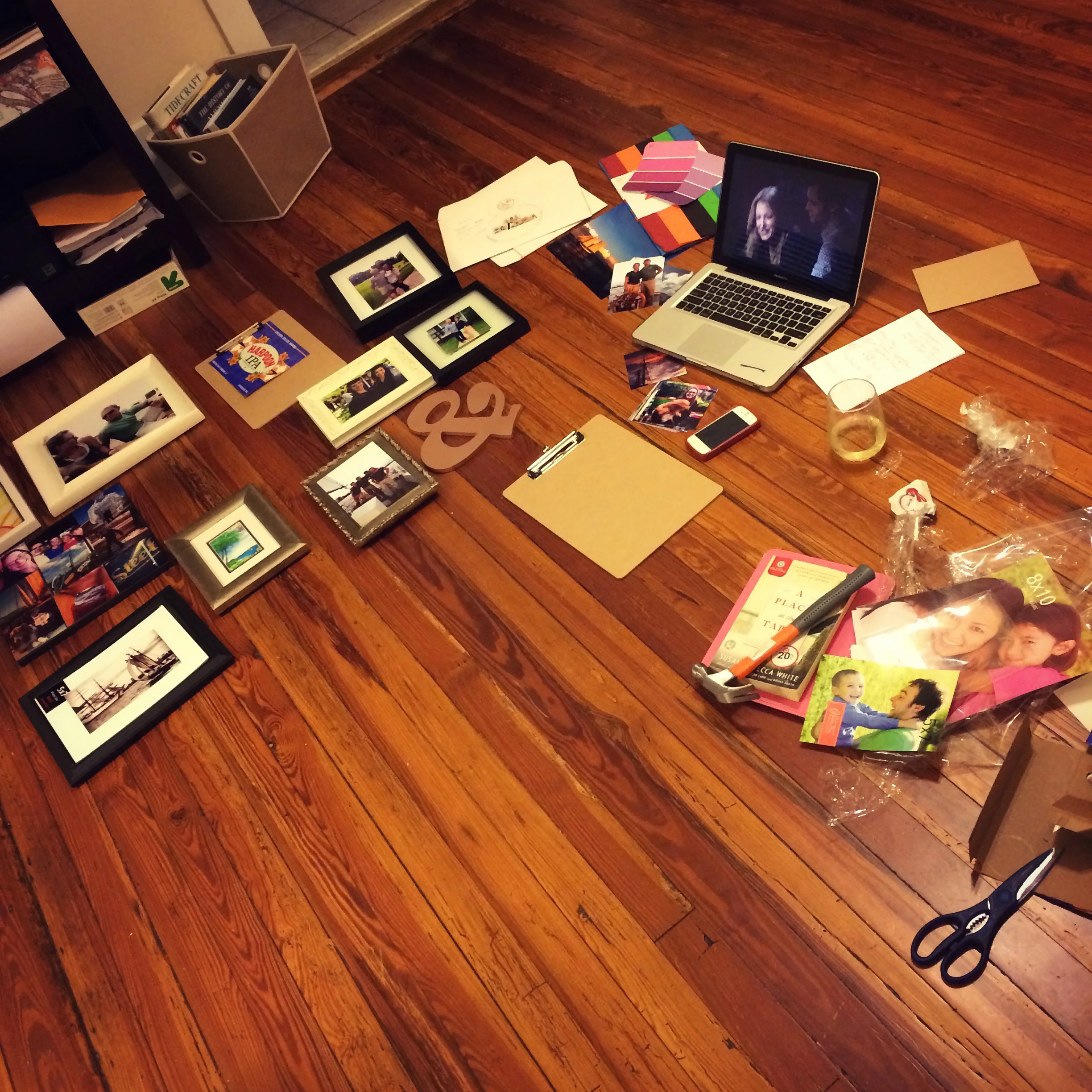 Just a late friday night with JB working and me putting a collage wall together
