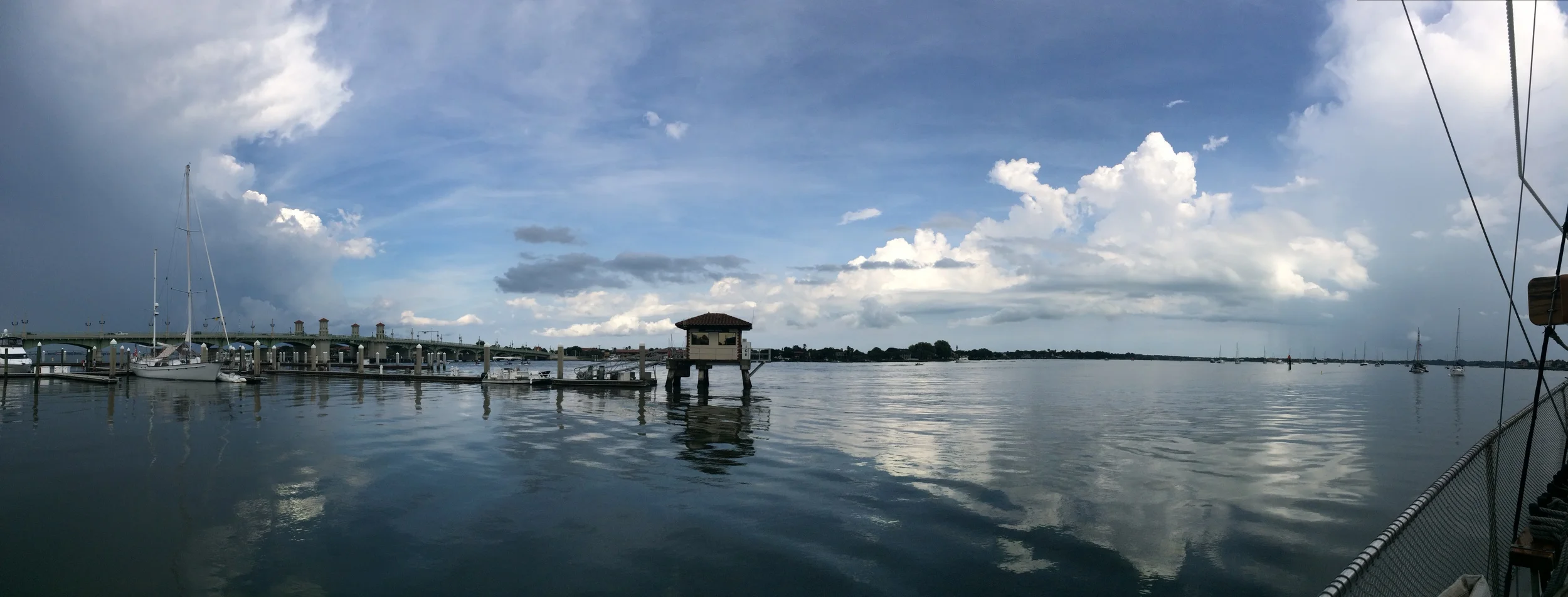 Dropping lunch off at the boat after and before big afternoon rainstorms