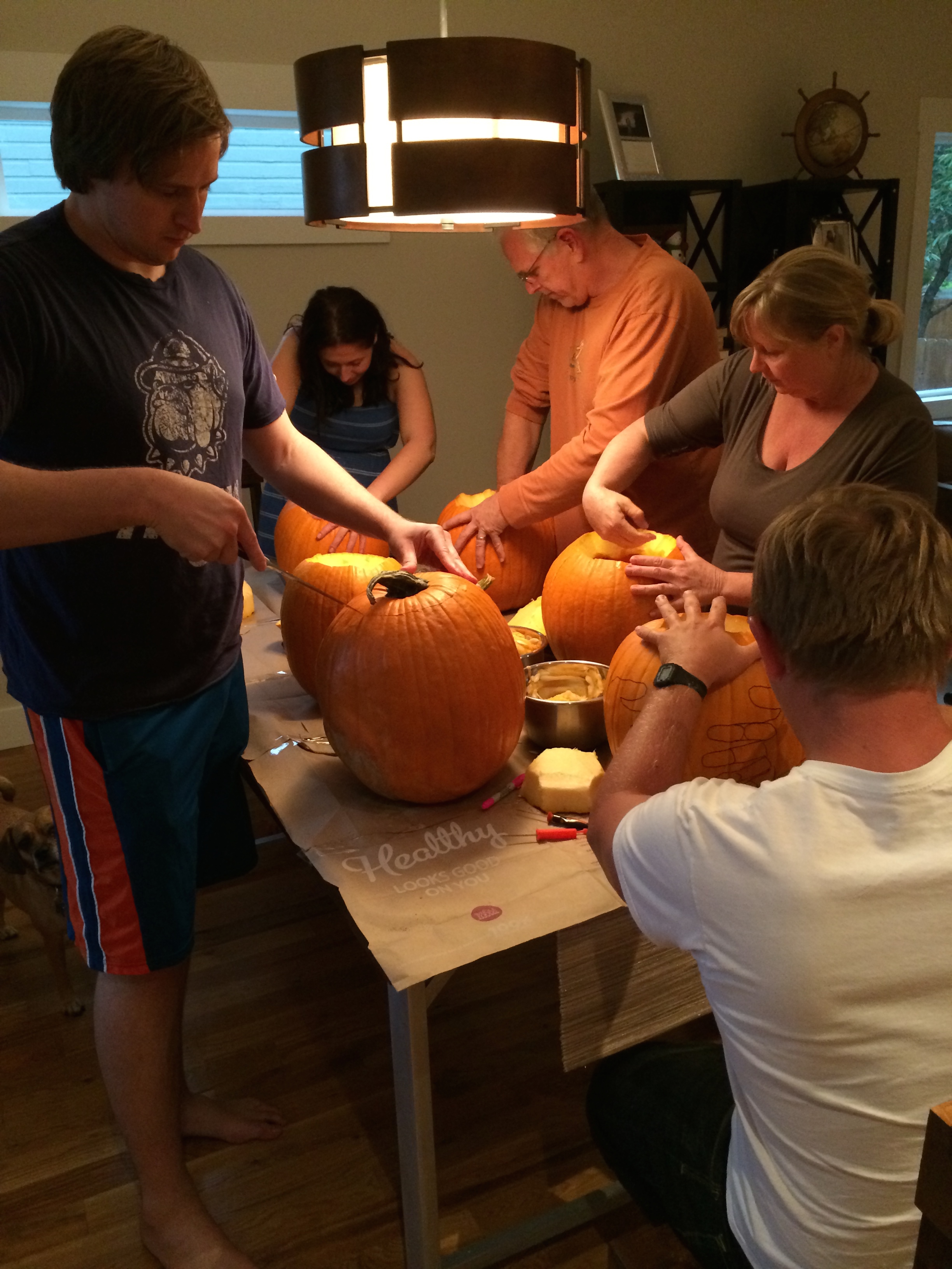 Family pumpkin carving