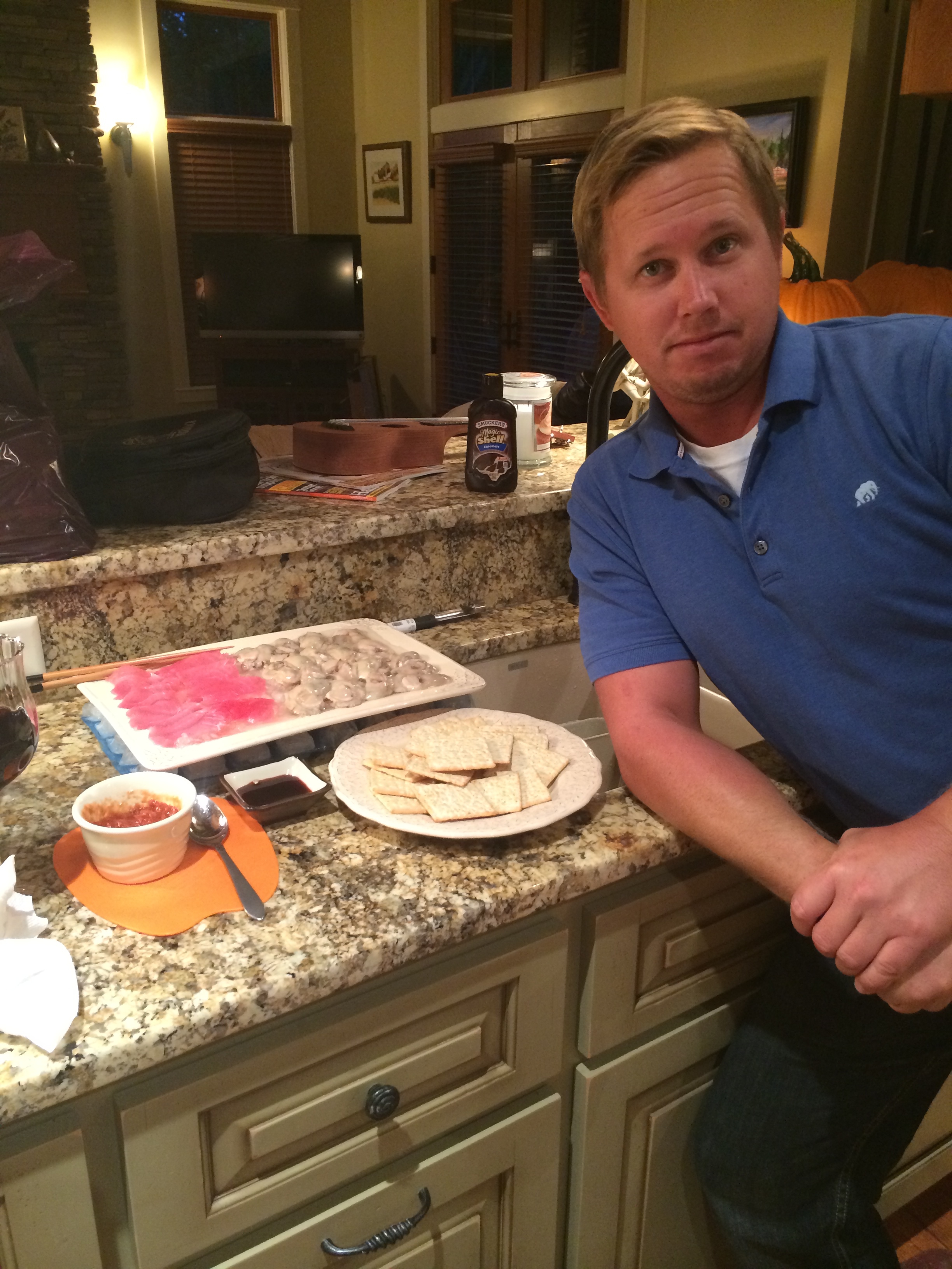 Cooking dinner and making tuna appetizers