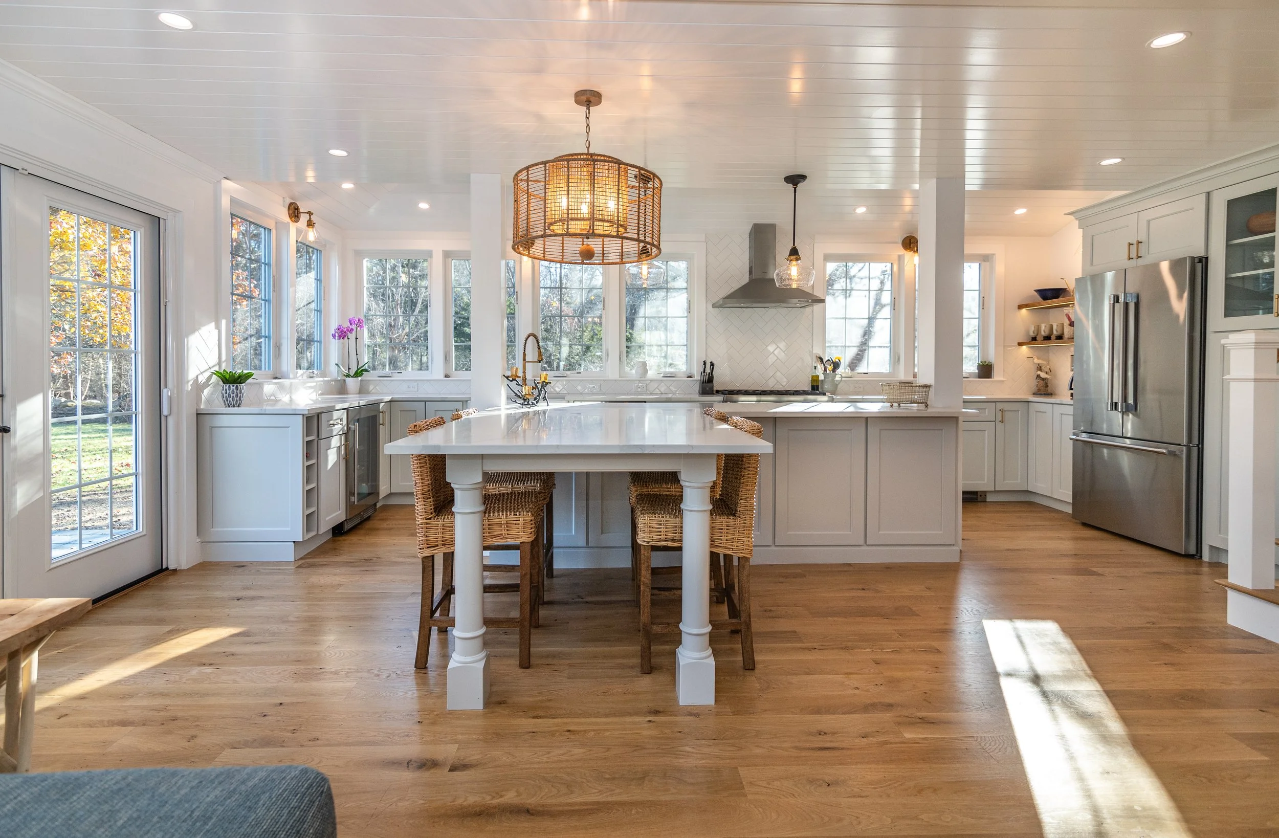 Modern kitchen with custom island and built-in seating