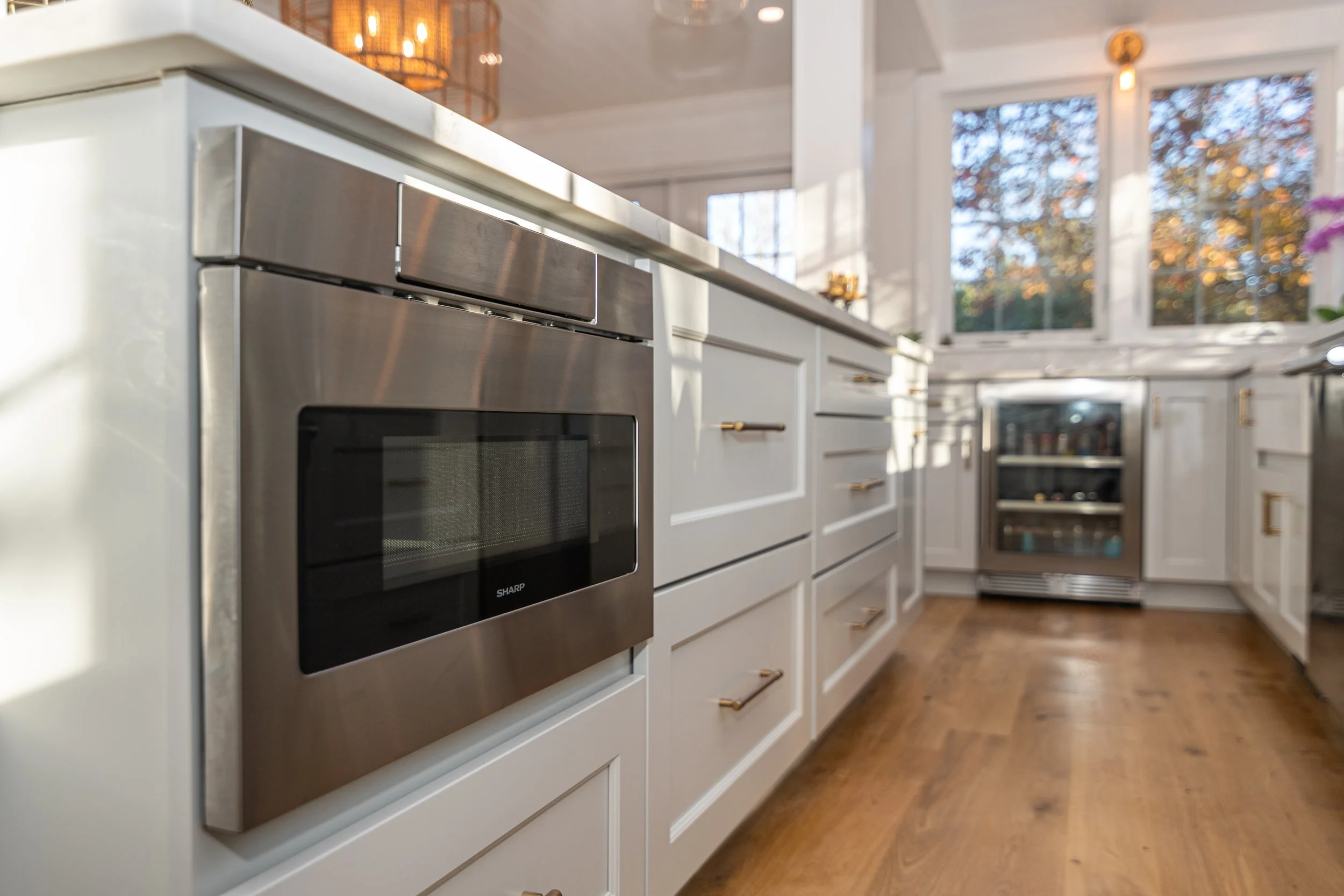 Beautiful kitchen with oversized island and custom built-ins