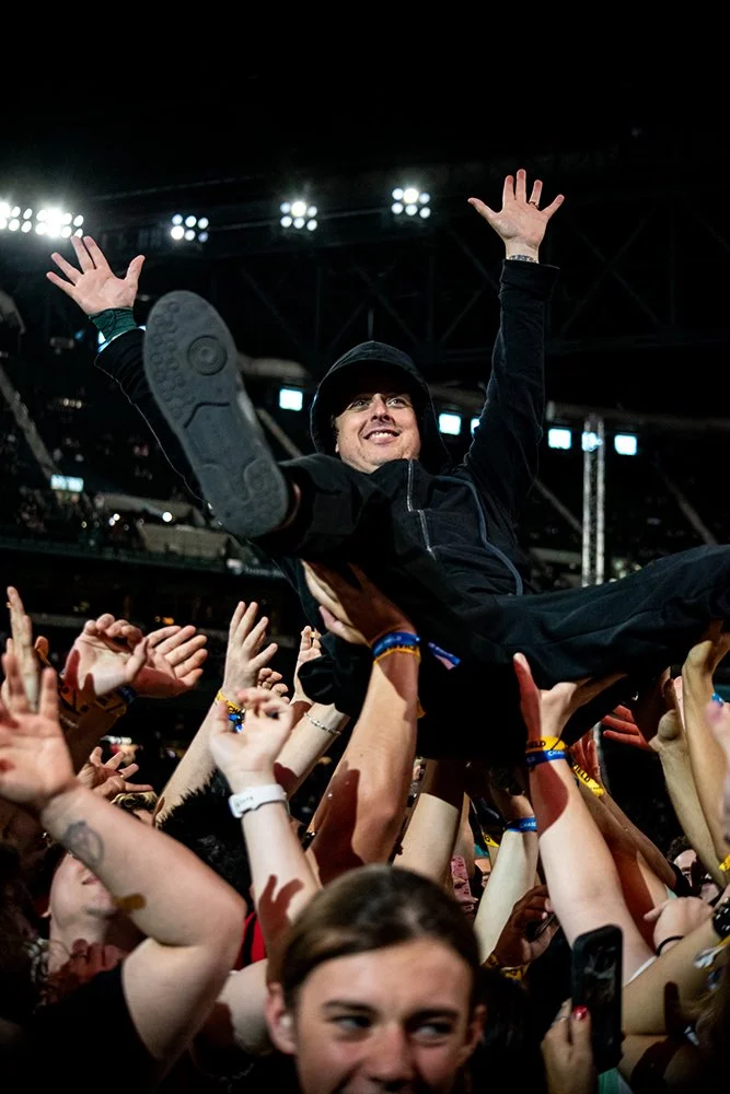 Billie Jo Armstrong of Green Day crowd surfing - Chase Field, Phoenix, AZ - Copyright Chris Ortiz 2024