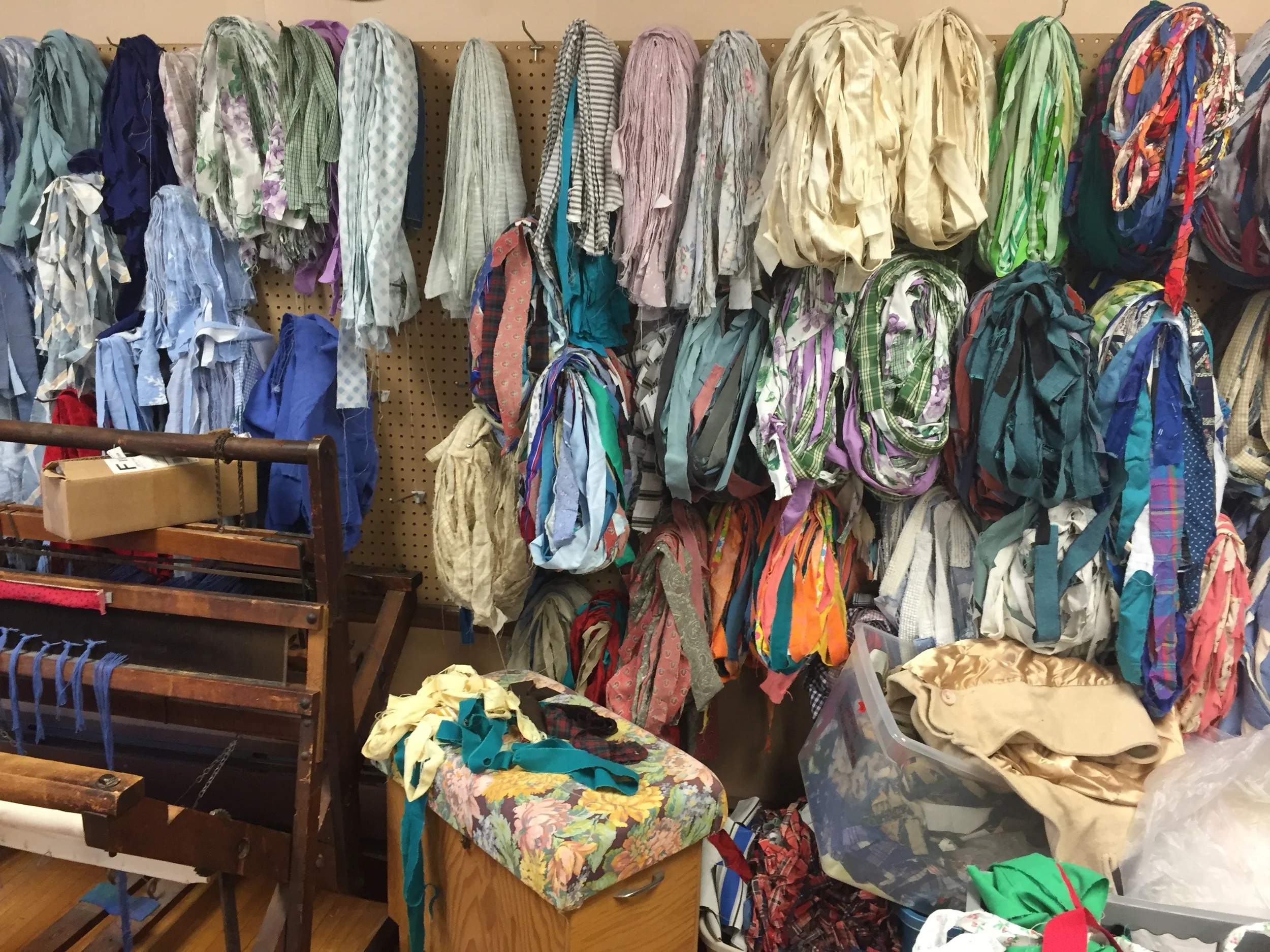The rags used to make the rag rugs.