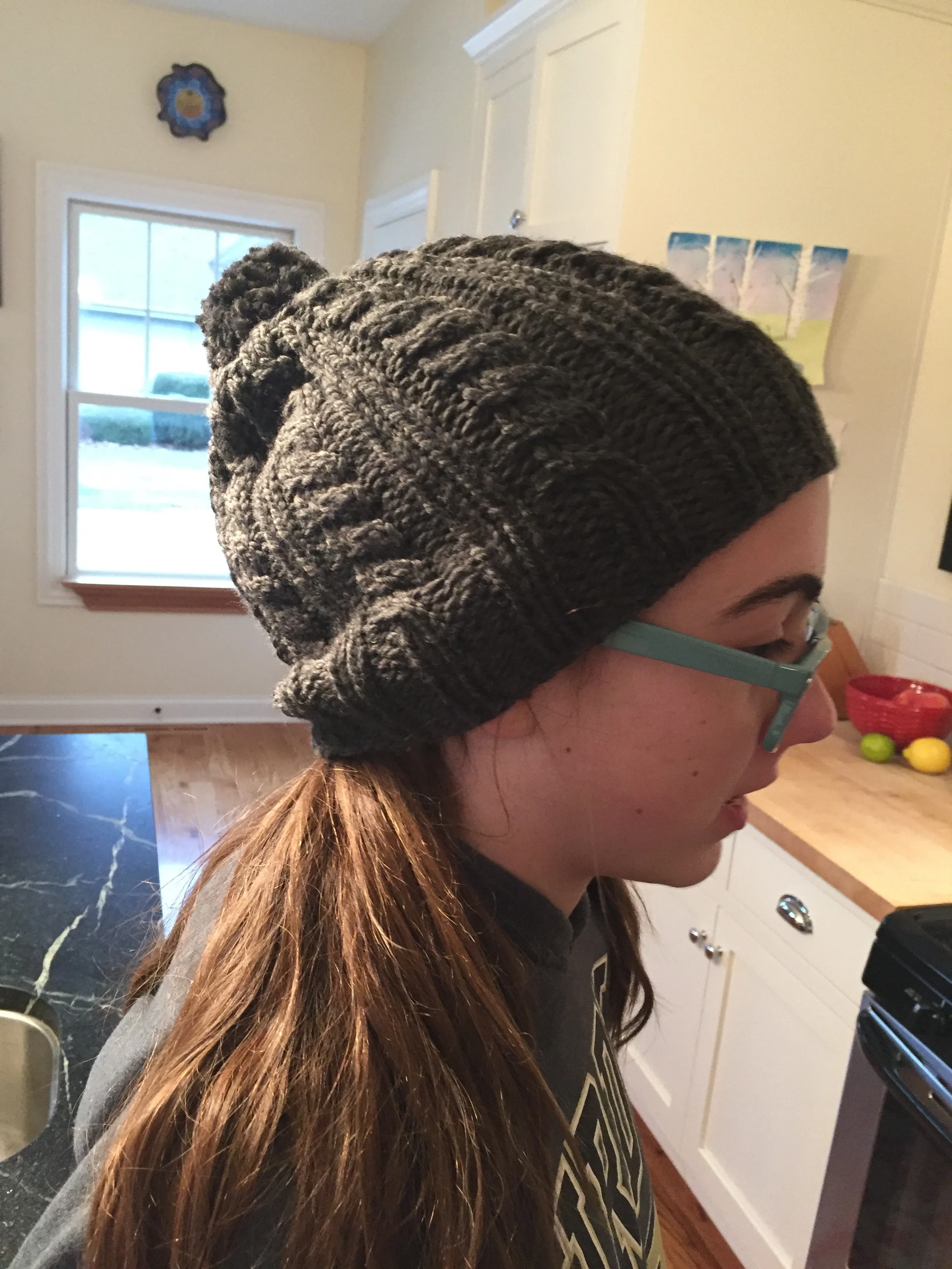 She pointed to a picture she liked and chose her colors and I knit it.