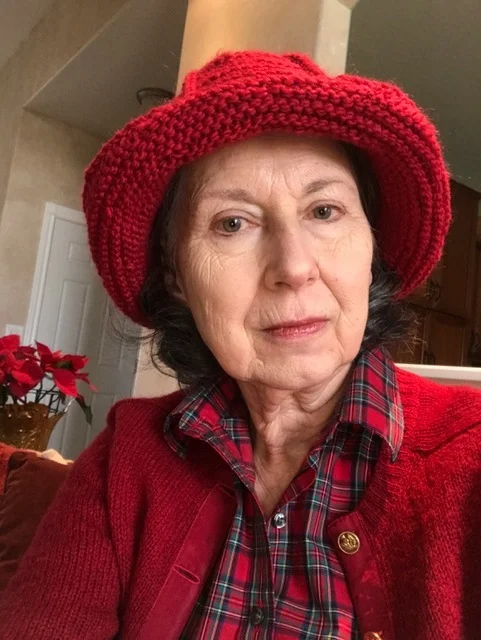Mum's Hyacinth Bucket hat done in Brown Sheep worsted