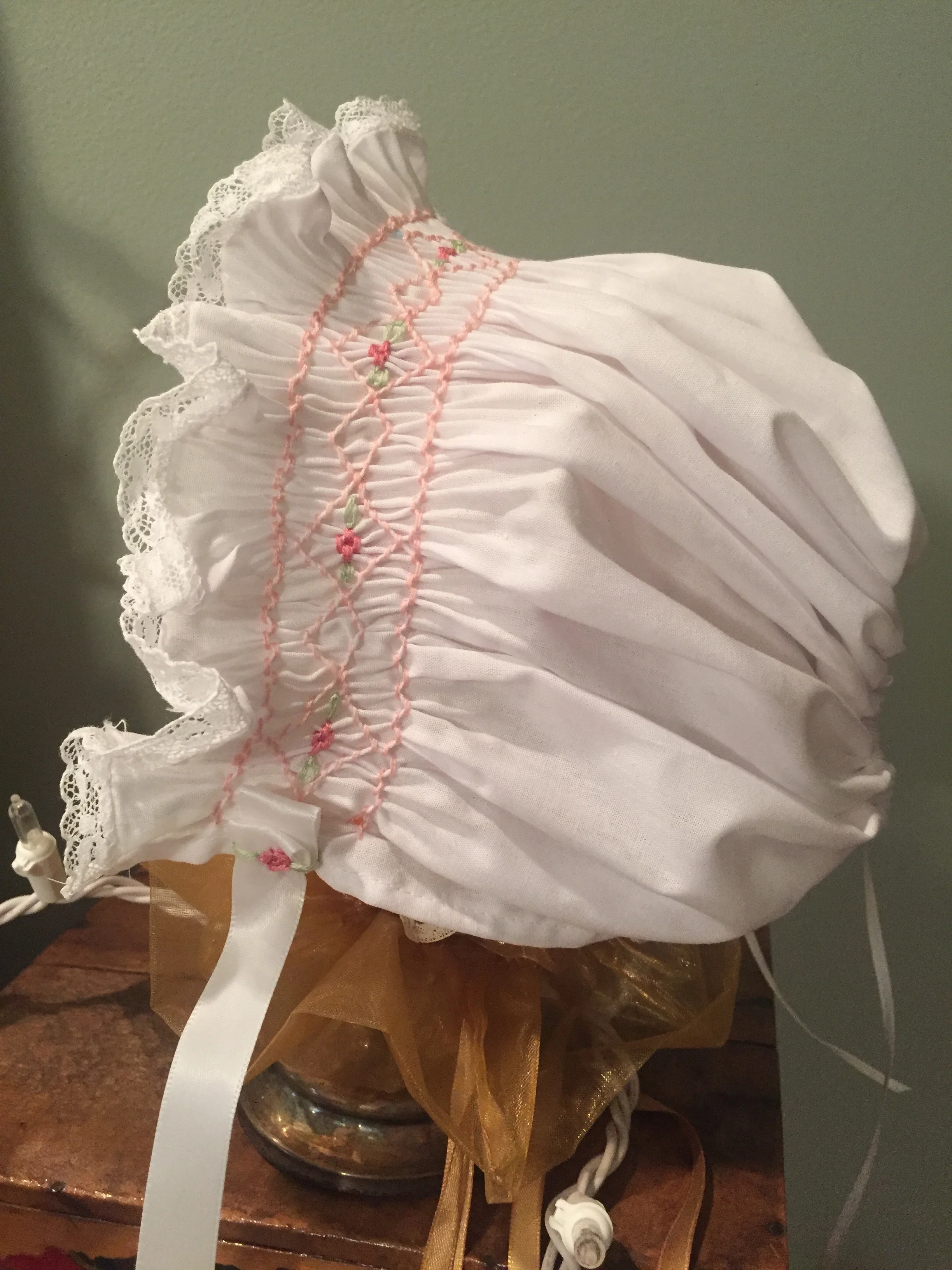 Sweet, smocked baby bonnet