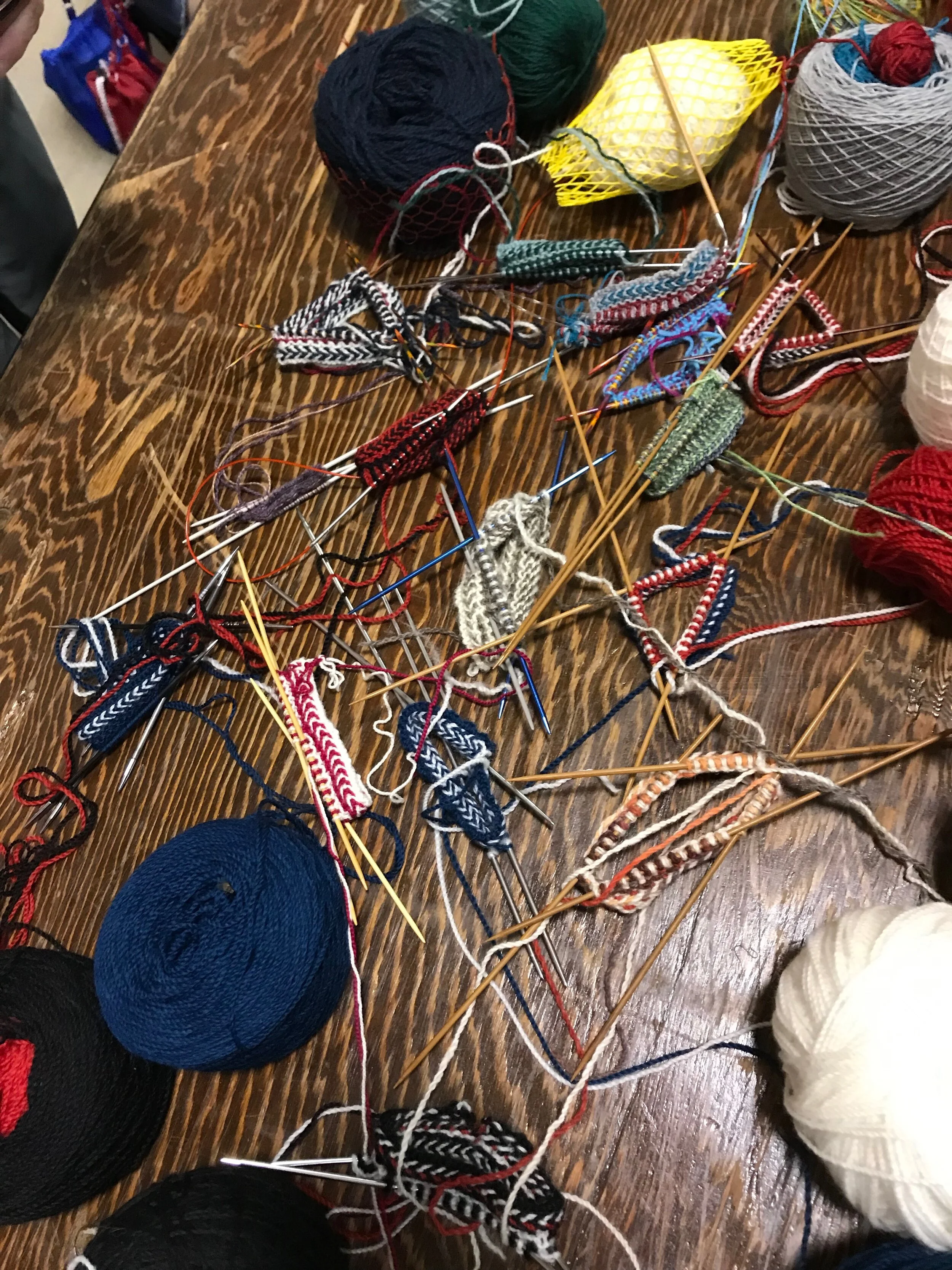 Twined knitting samplers.