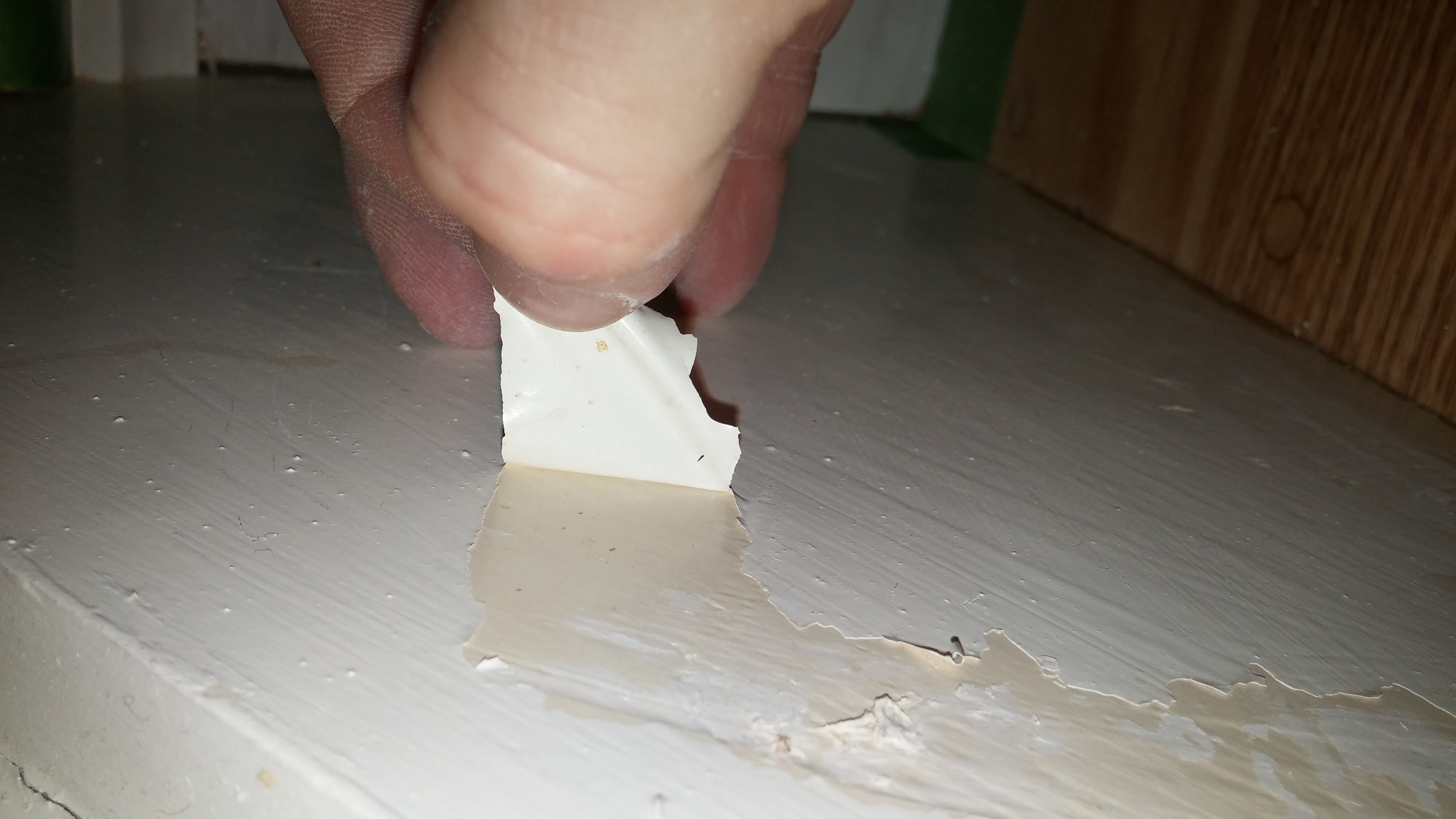Oil paint was not sanded before painting with a latex paint