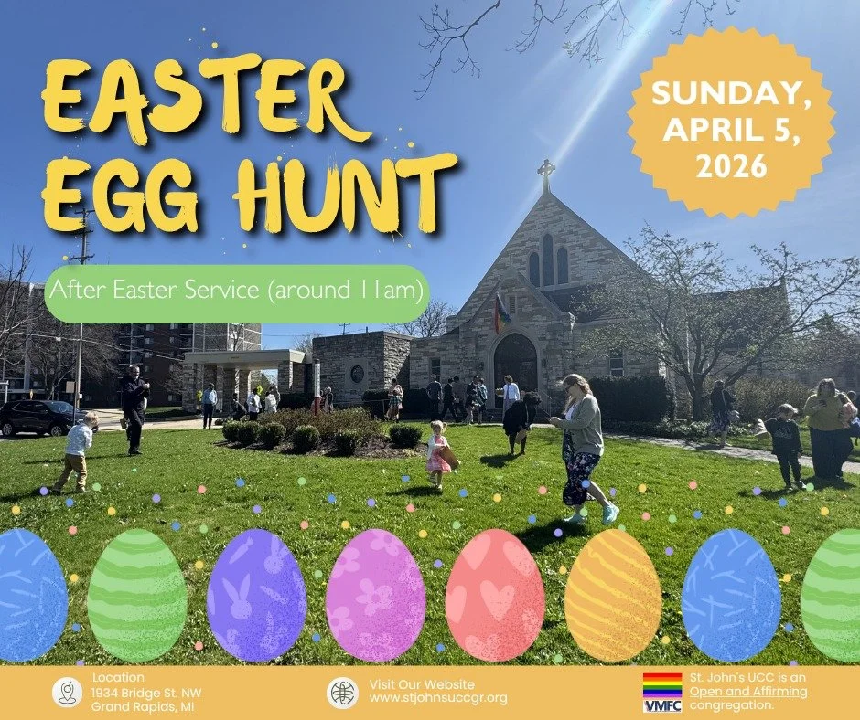 🌷 Easter at St. John&rsquo;s UCC &mdash; Worship &amp; Egg Hunt! 🐣🌅
10:00 AM Worship | Egg Hunt to Follow (around 11:00 AM)

Join us at 10:00 AM for an uplifting Easter worship service filled with joyful music, meaningful reflection, and a message