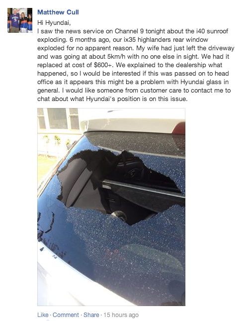 Another shatterngi issue - from the Hyundai Australia Facebook page