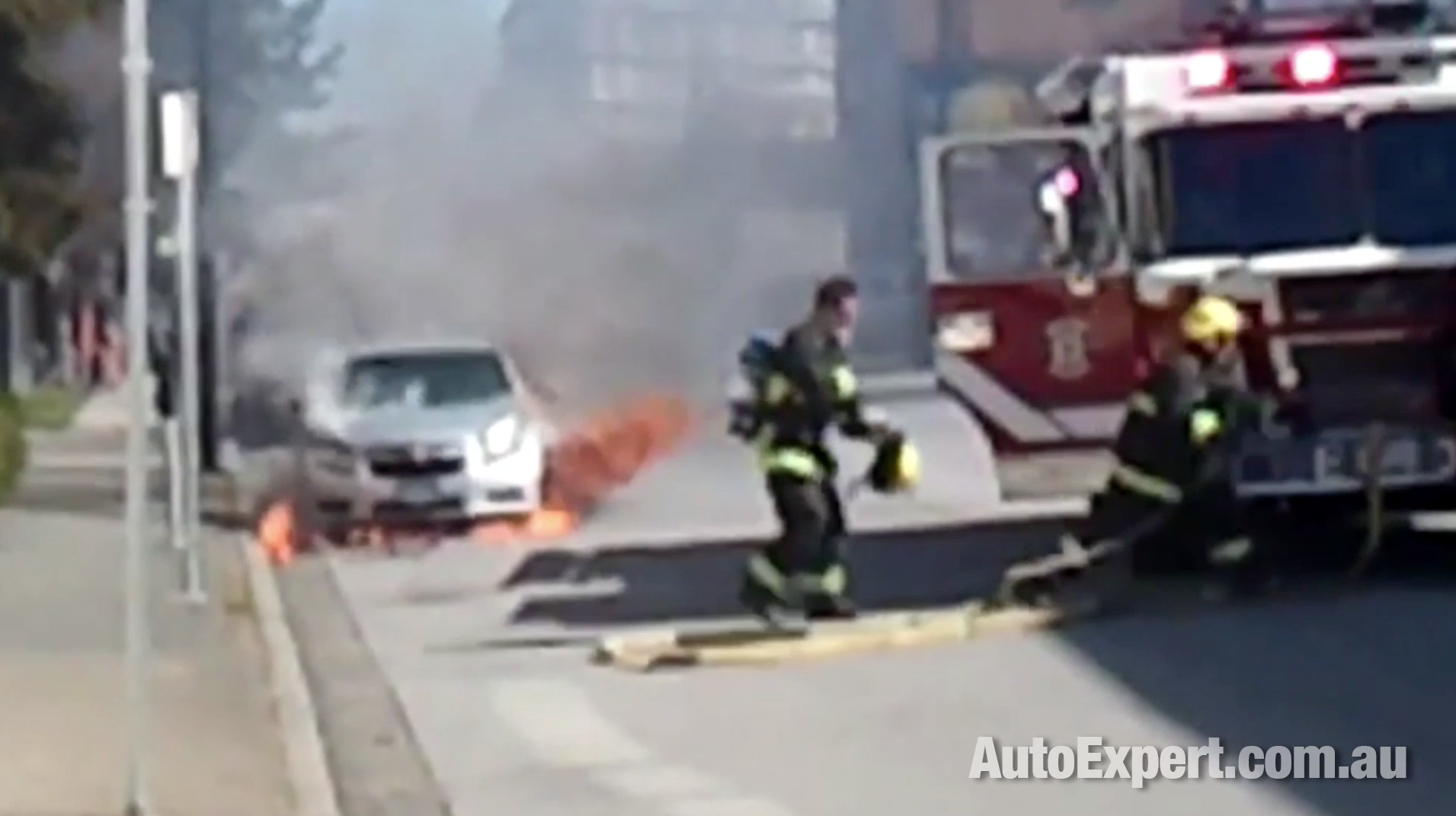 Chevrolet Cruze on fire in the USA