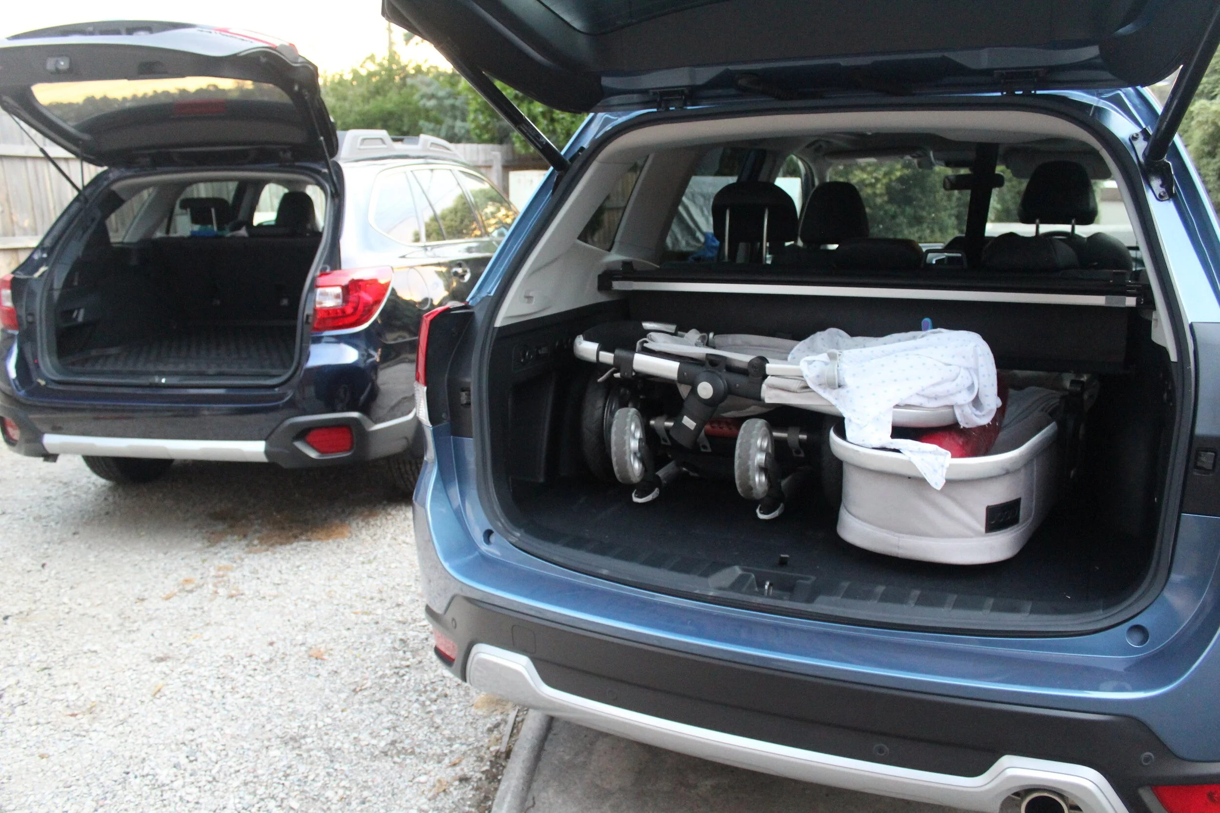 Outback’s narrower 512 litres versus Forester’s wider 498 litres of boot space is academic.