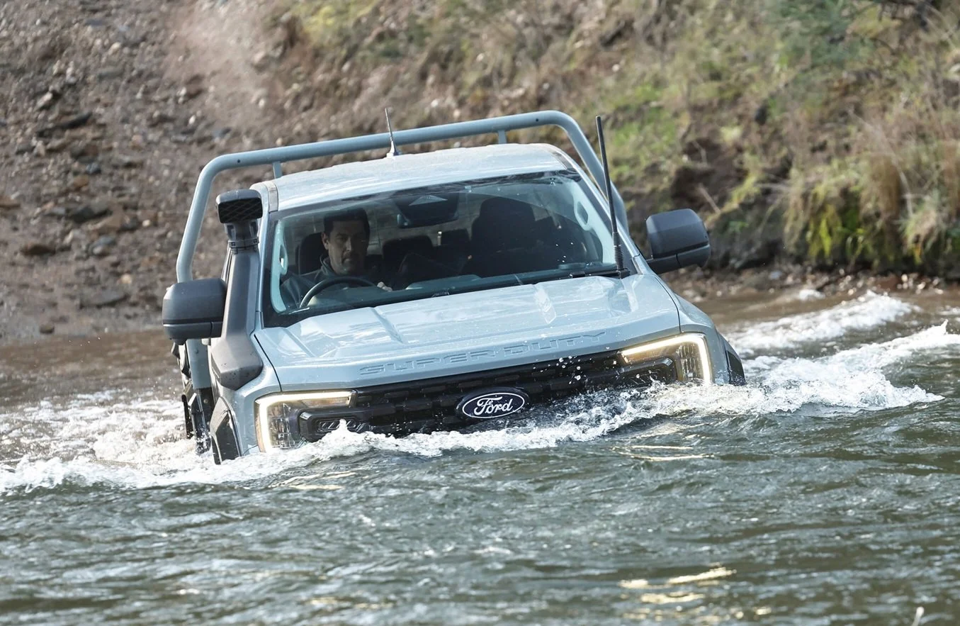 Ford says electronics plus diff and transmission breathers sit above the 850mm wading depth