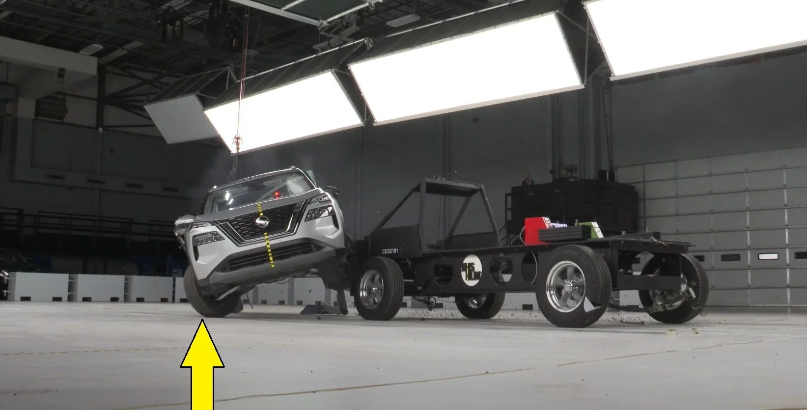 what happens in the middle (hitting a kerb would trip the car over onto its roof at this point)...