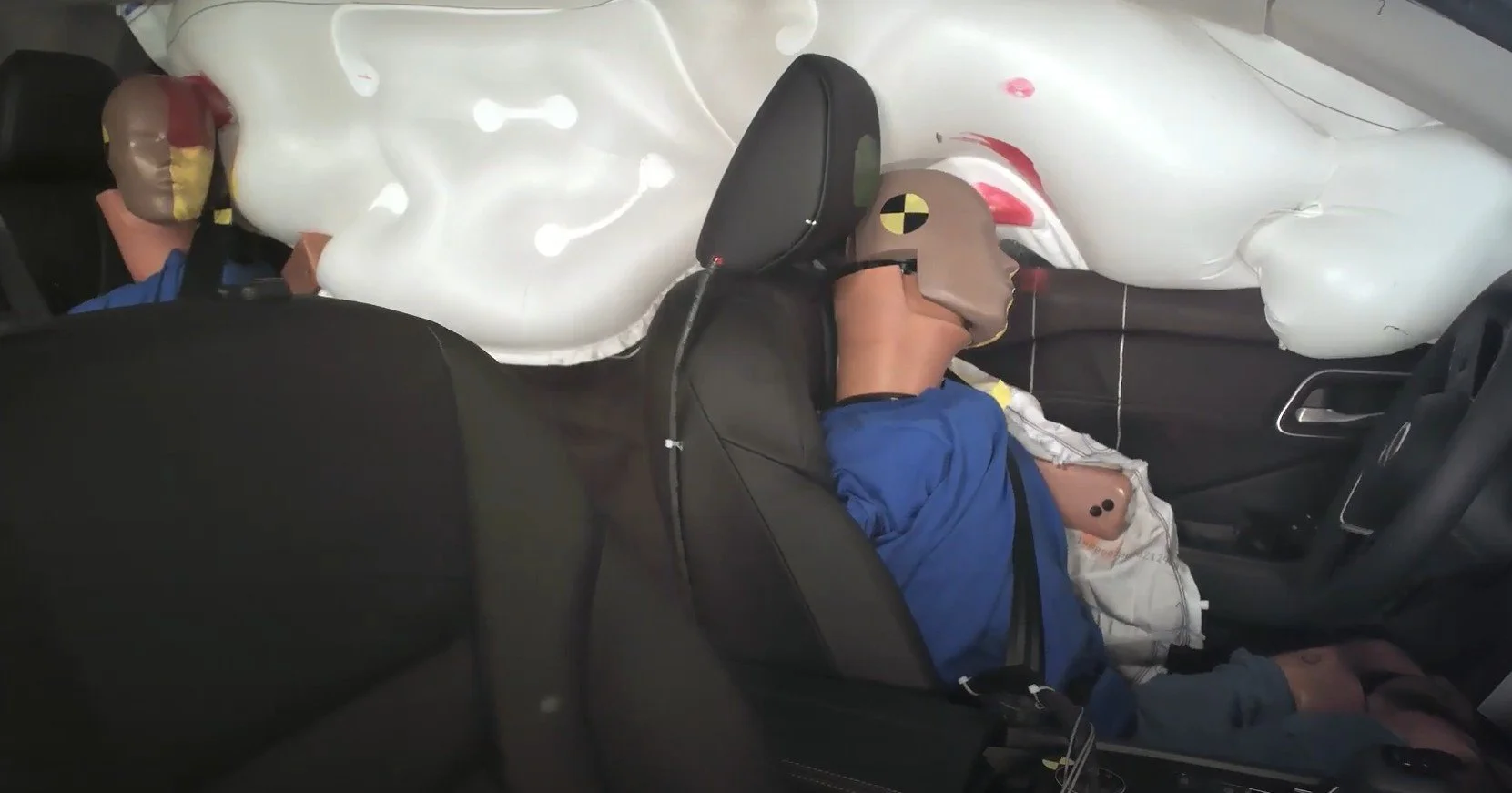 Driver's head makes contact (note the red grease paint on black door sill)...