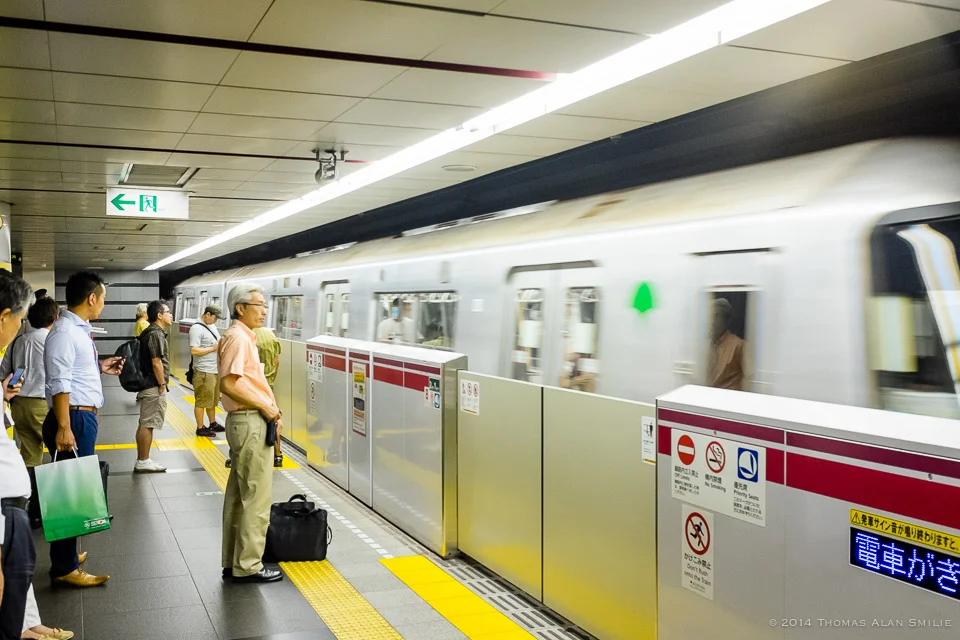 Tokyo 2014. Barriers between the train and platform didn't exist back in the 80's. Fuji x100s