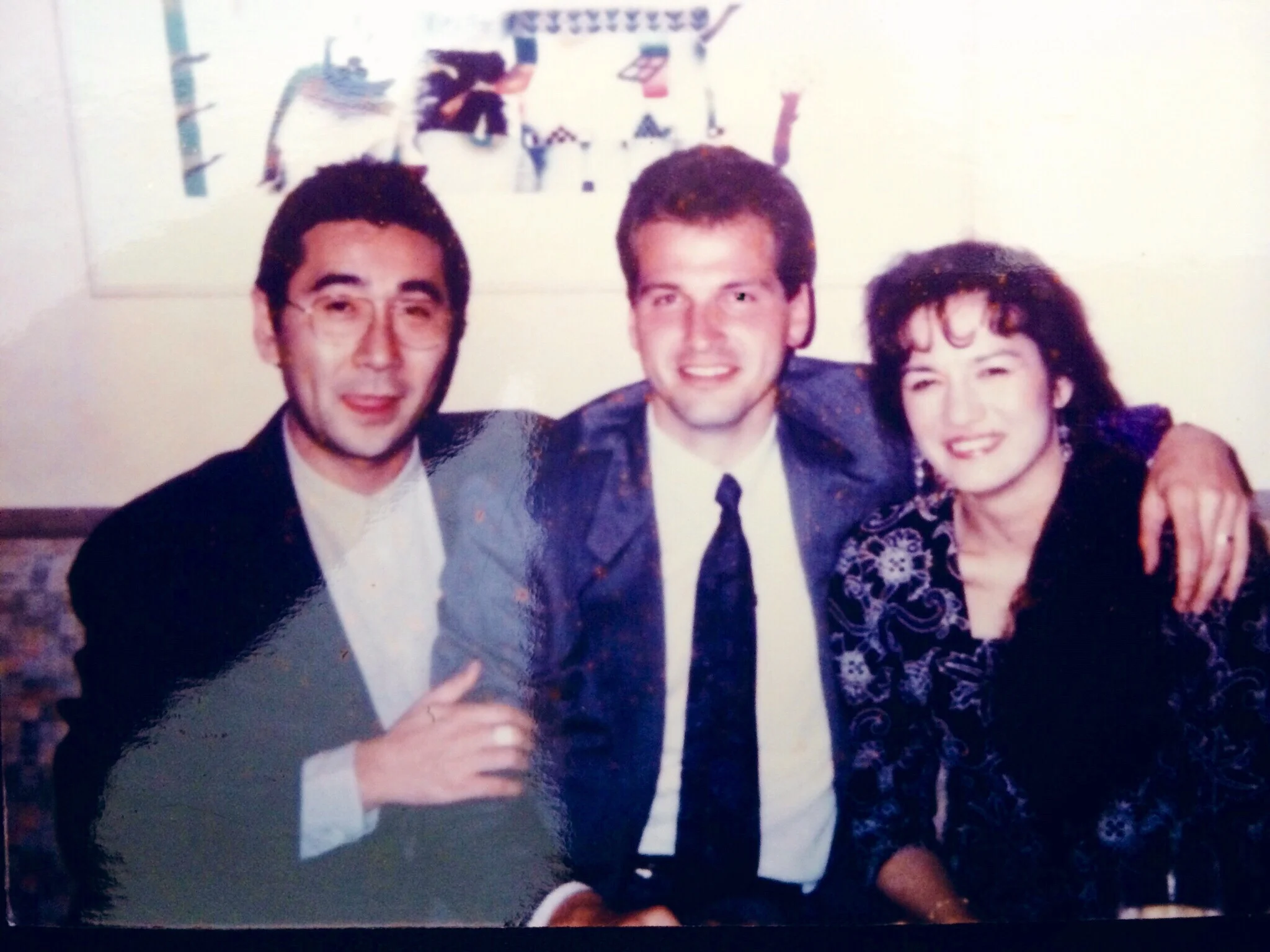 From left: My friend Ono-san, myself, and my wife in Ono-san's restaurant in Roppongii. Circa: 1992.