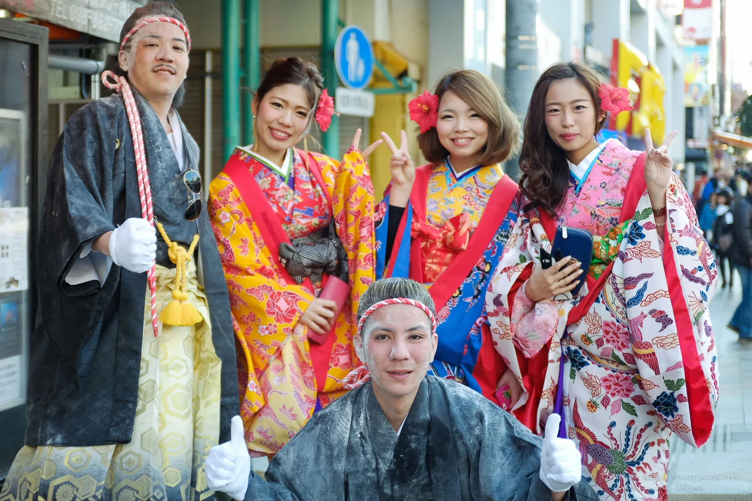 Young people in Naha, Japan celebrating Seijin-no-hi, Coming of Age Day. 2015. Fuji x100s w/ TCL-X100.
