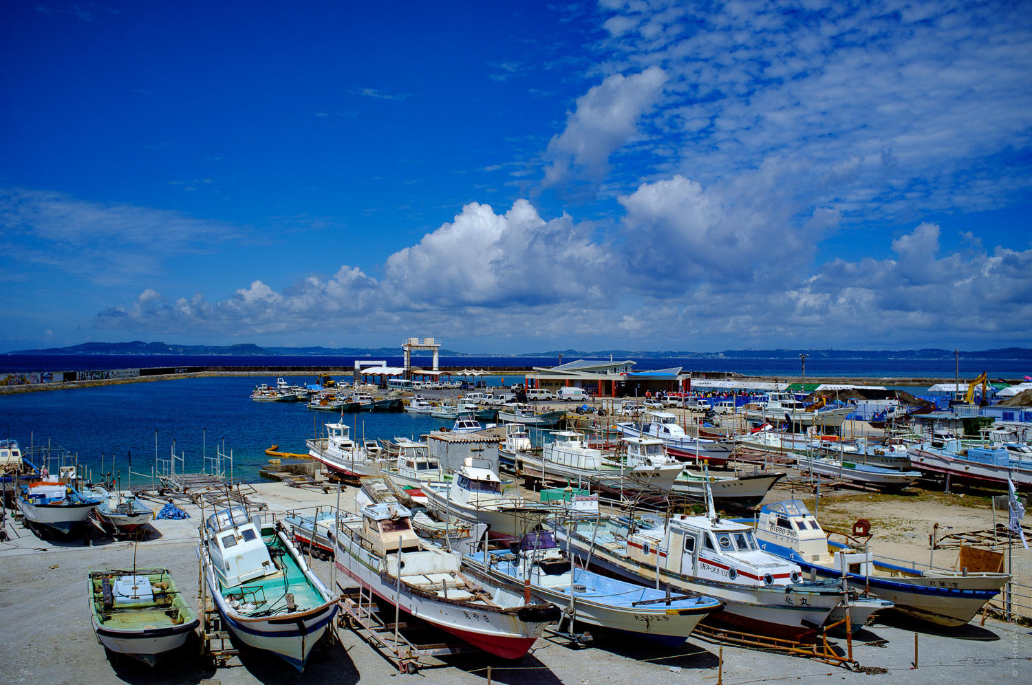 Tsuken Island Port, Okinawa, Japan. Fuji x100, 1/1200 sec, f/8, ISO 200. Edited in Adobe Lightroom.
