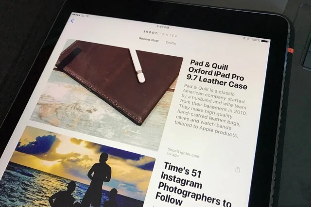 ShootLighter news post as they appear in the News app on iPhone or iPads running iOS 9 or newer.