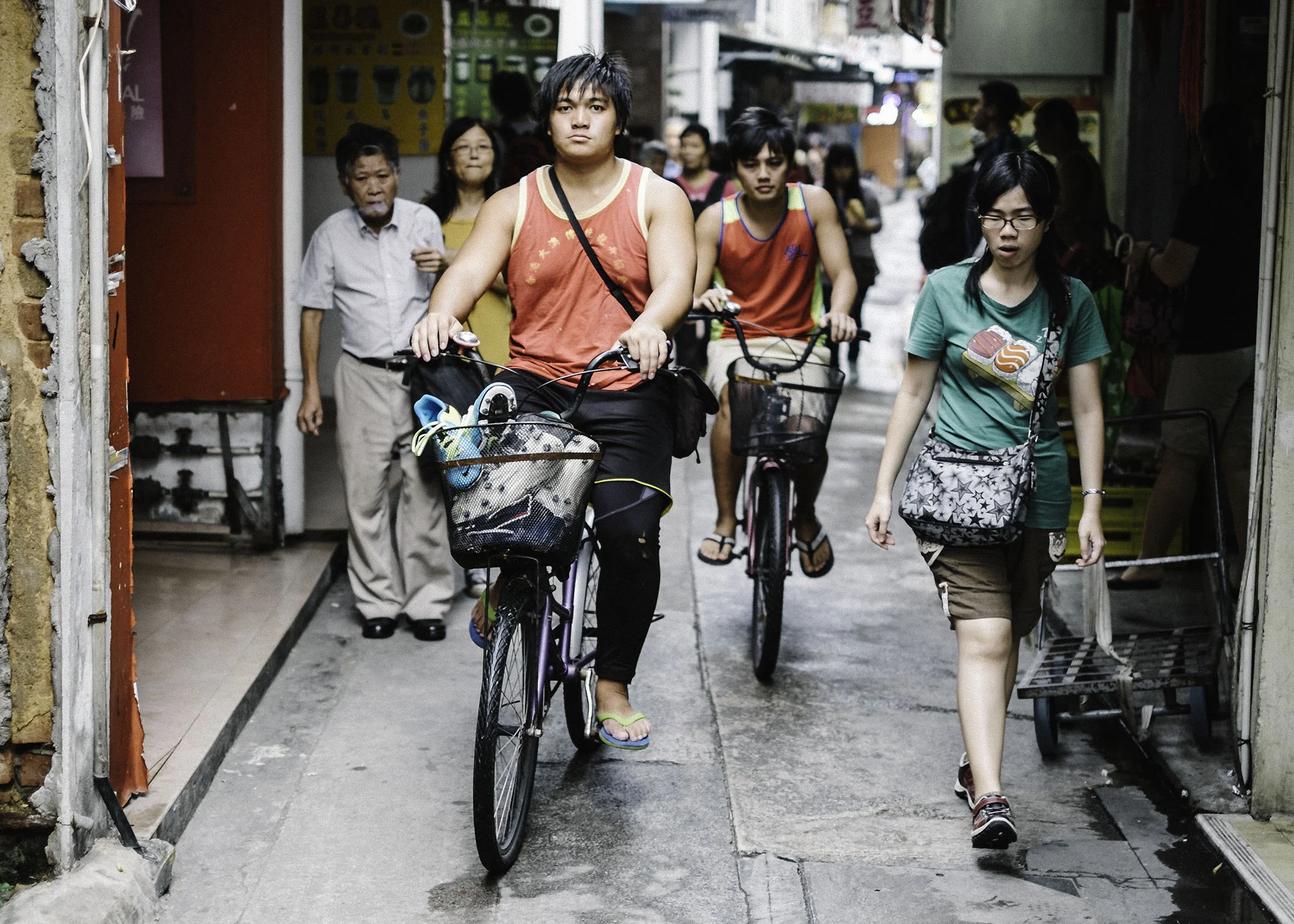 Pollution is not so much an issue at Tai O, local people get around via bicycle.