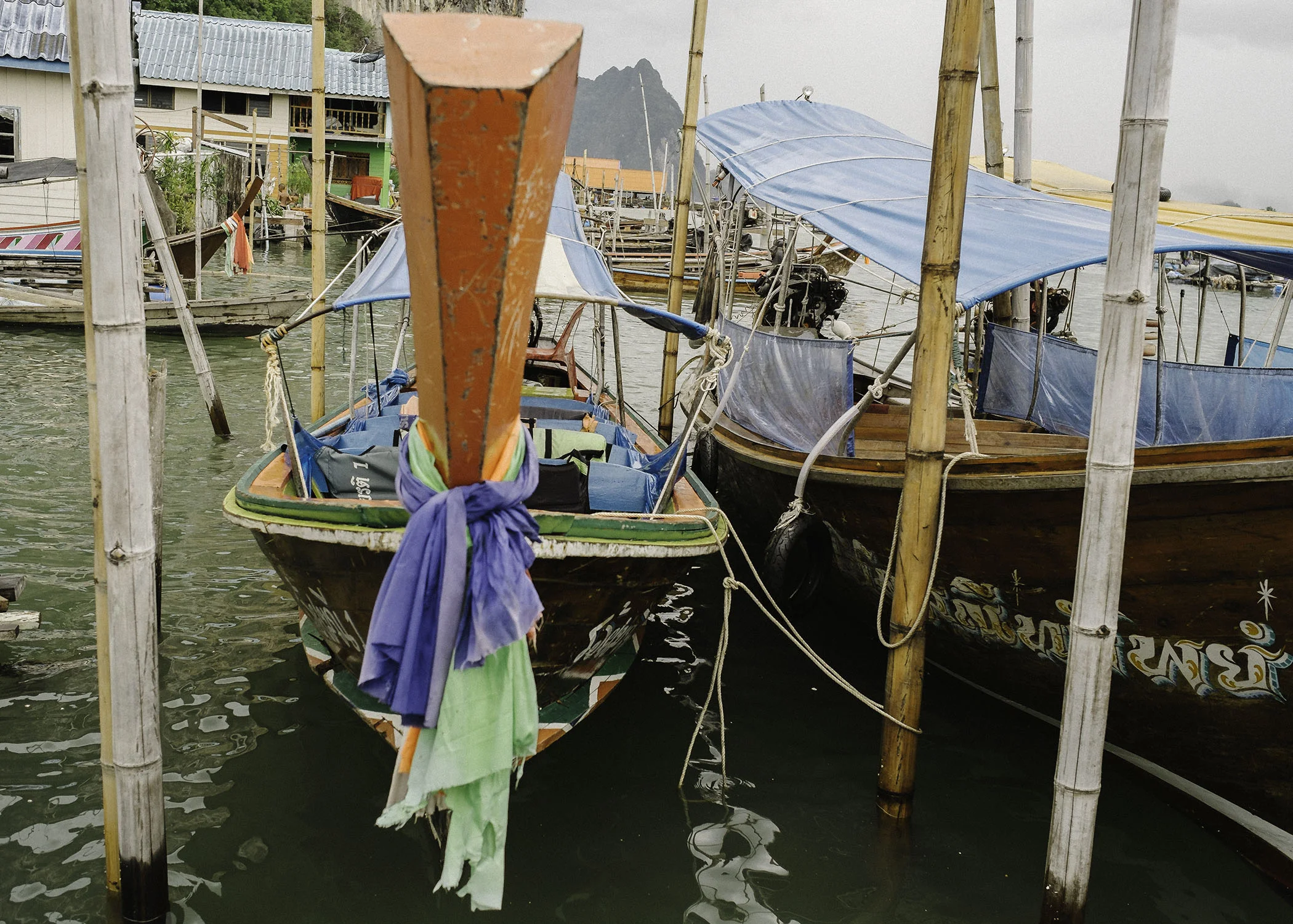 One of the many boats at the water village