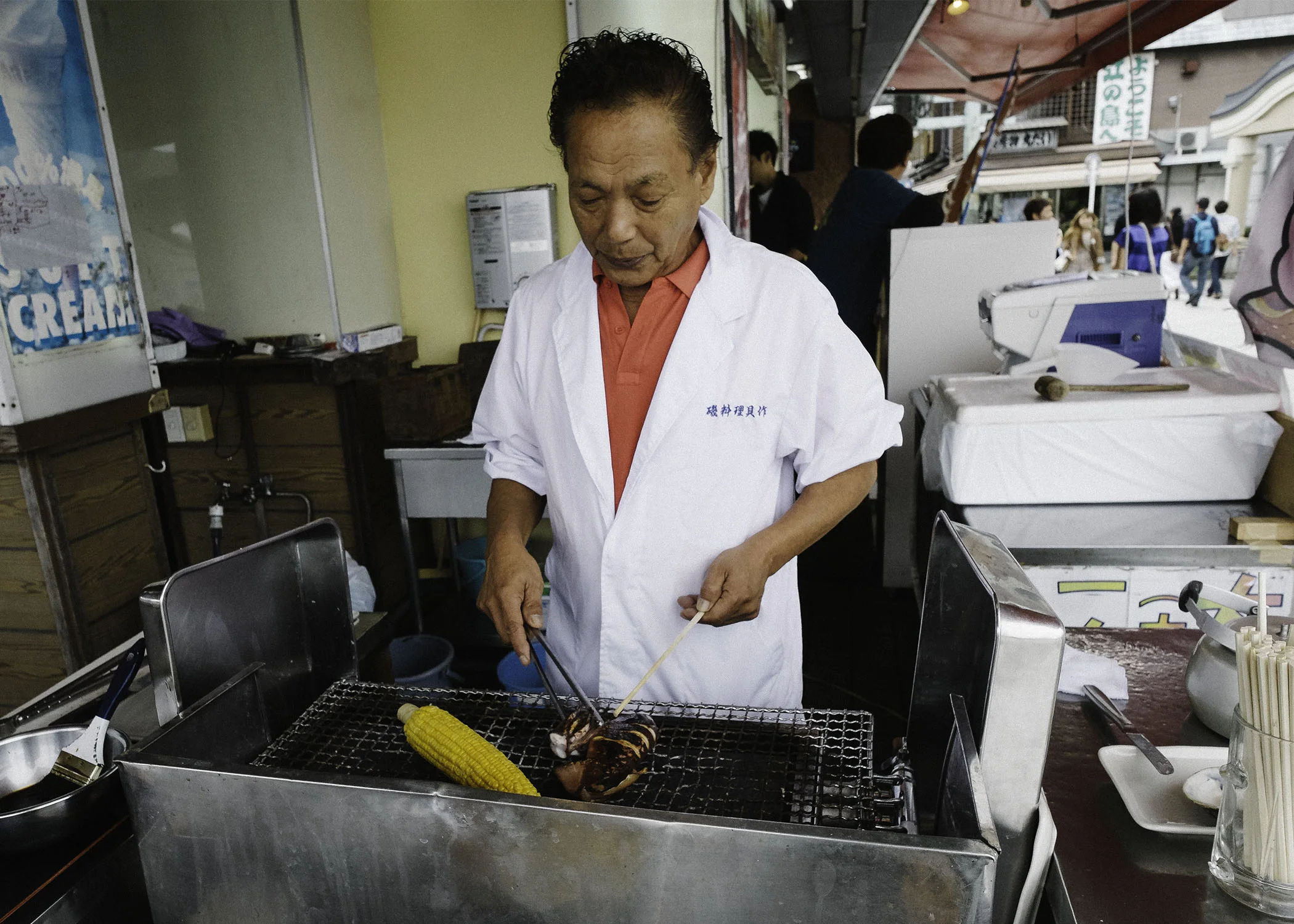 Our grilled corn and squid.. yummyyyyyyy