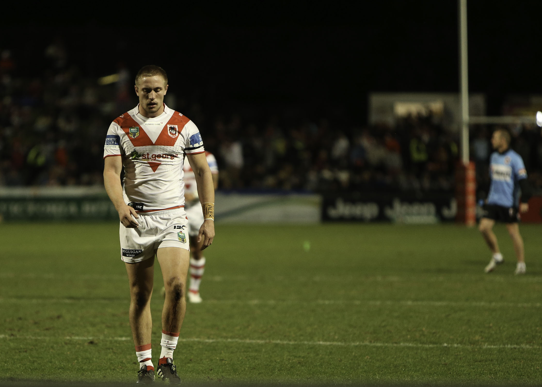 Jack Stockwell back in grade and pondering how that first try was so easy for the Cowboys. Must have looked at his wrist and dew strength from Alex McKinnon
