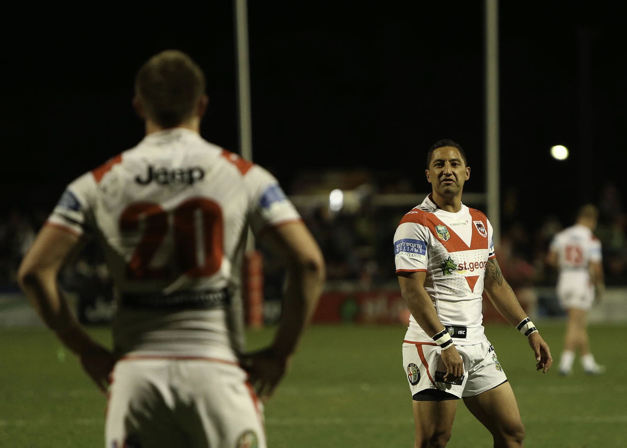 Benji giving Stockwell a rev up after the first try