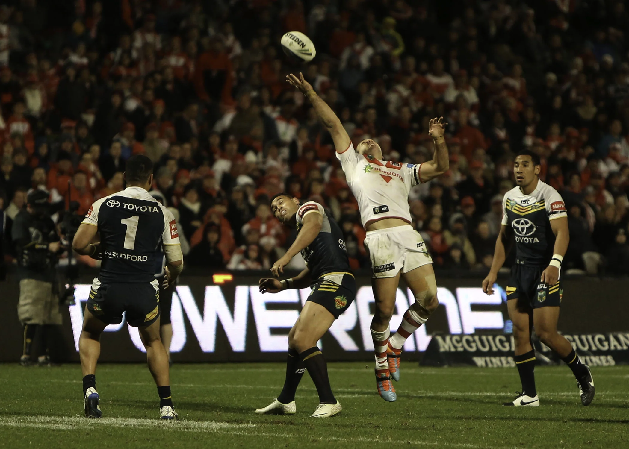 Nightingale trying to make it 4 for the night in his man of the match display. Just a little short here ..