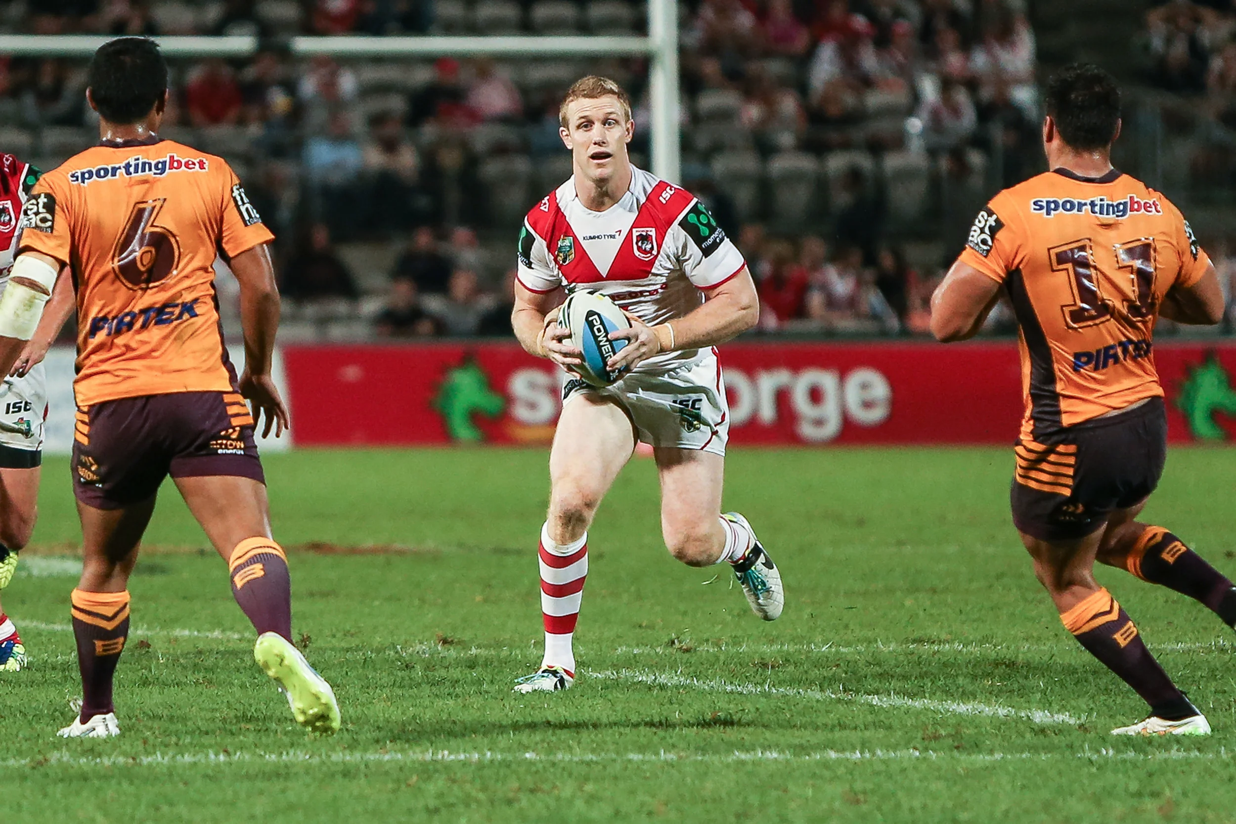 Captain Creagh on the charge. Do I pick on the on the small half or the hard hitting second rower